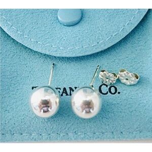 Tiffany & Co. 💯 % Authentic 10mm 925 Silver Ball Stud Earrings W/ Pouch ✨EUC✨